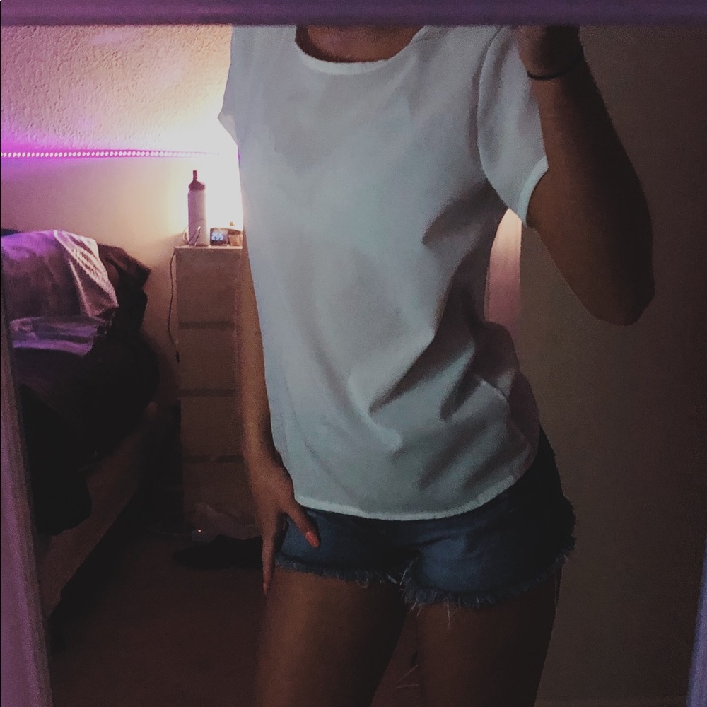 🌟sheer see through white t shirt top